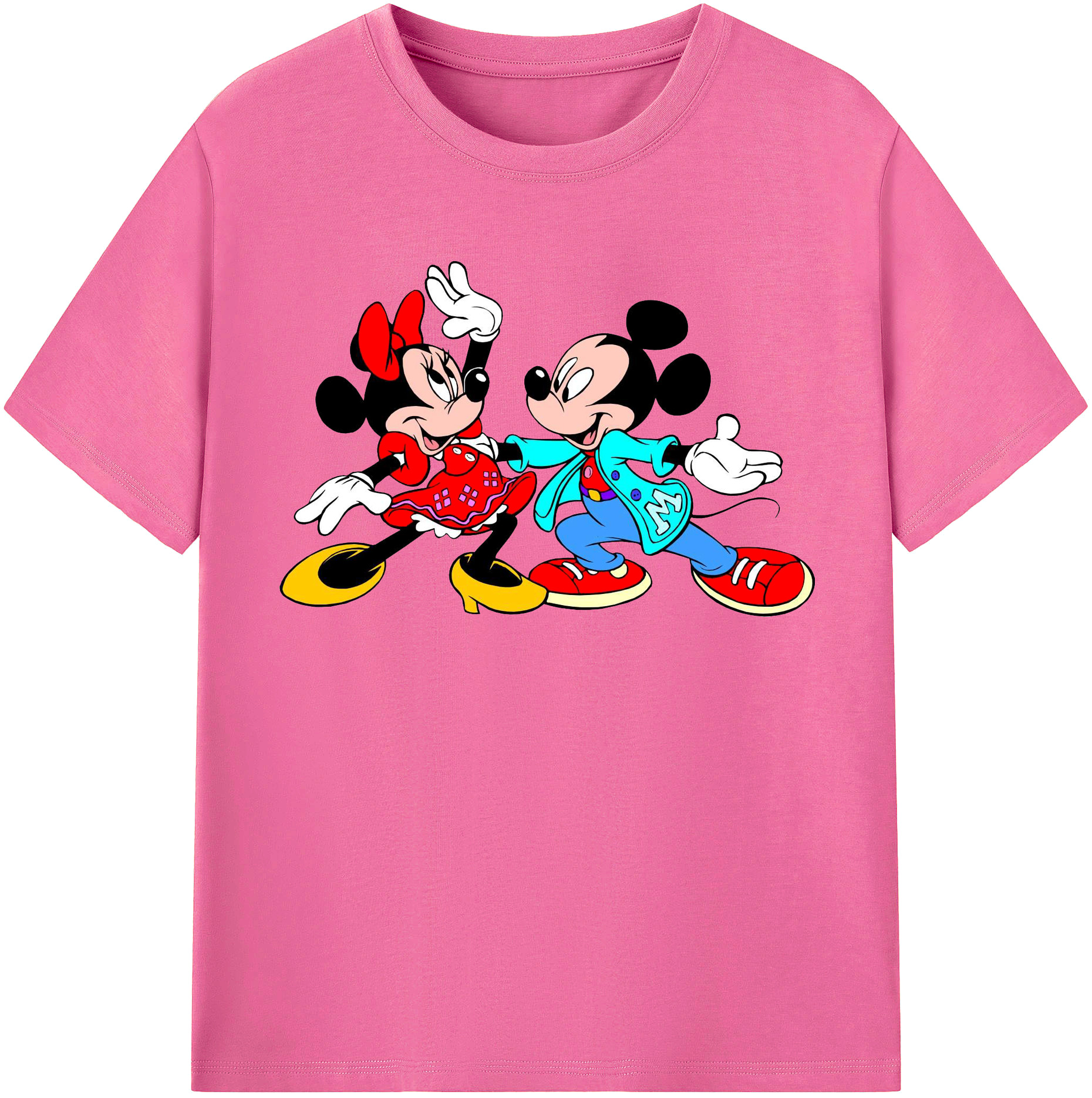 （画像用） ミッキーマウス Mickey Mouse レディースカジュアルプリントTシャツ（綿100％）